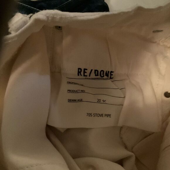 NWT  RE/DONE 70s High Rise Stove Pipe frayed straight-leg jeans - Picture 12 of 13